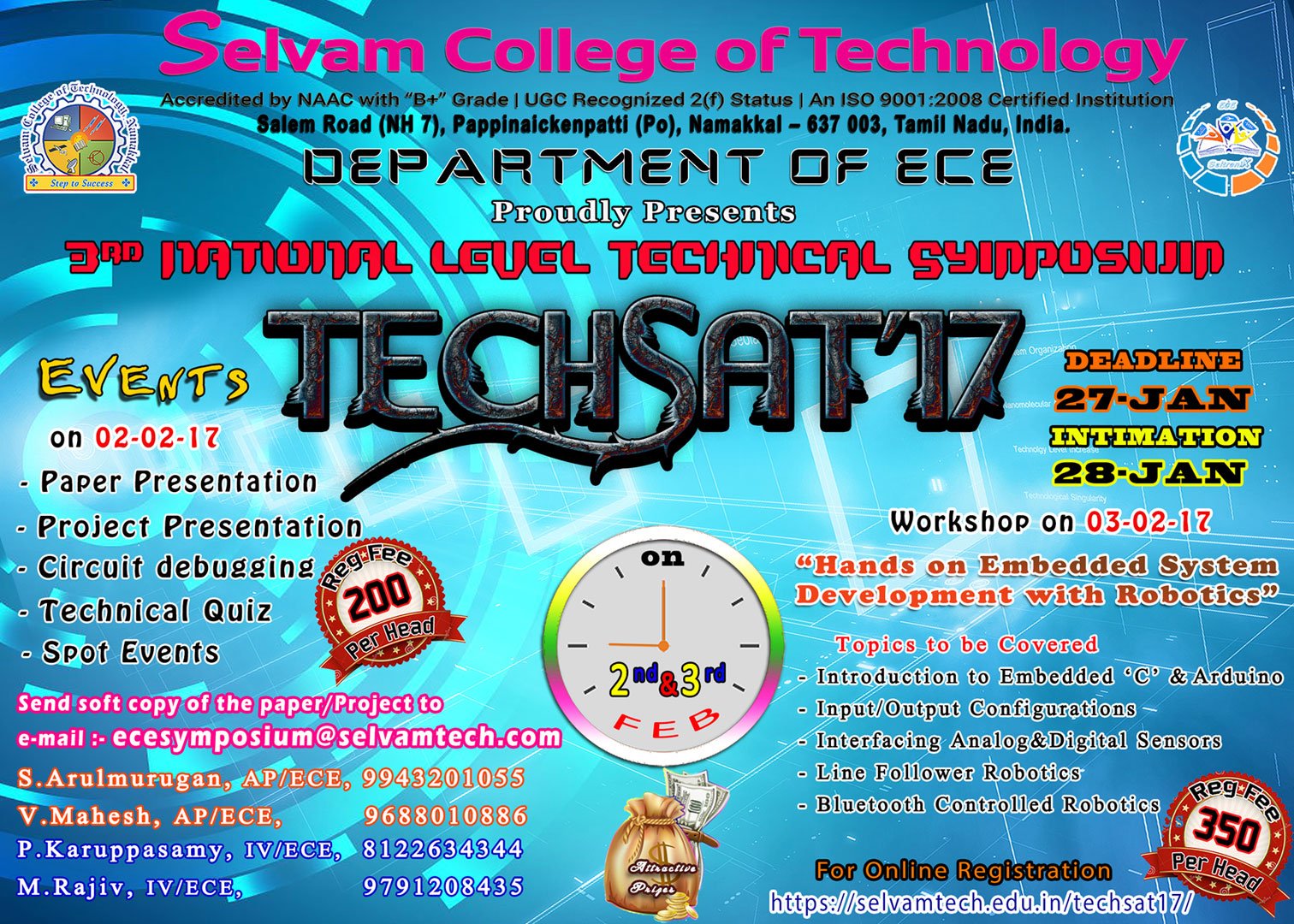 Third National Level Technical Symposium TECHSAT'17. Selvam College