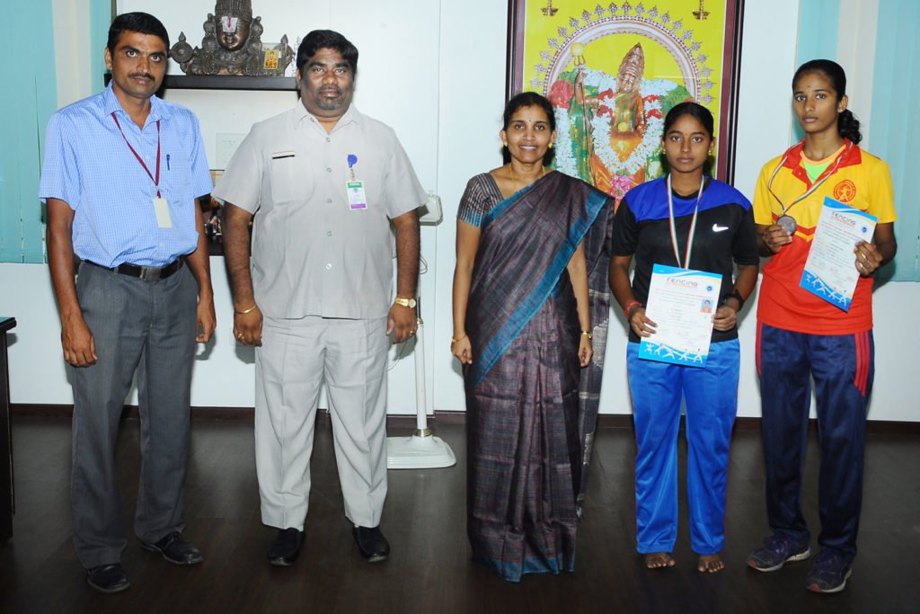 G. Menaka from II-B.E-ECE won bronze medal in national level fencing.
