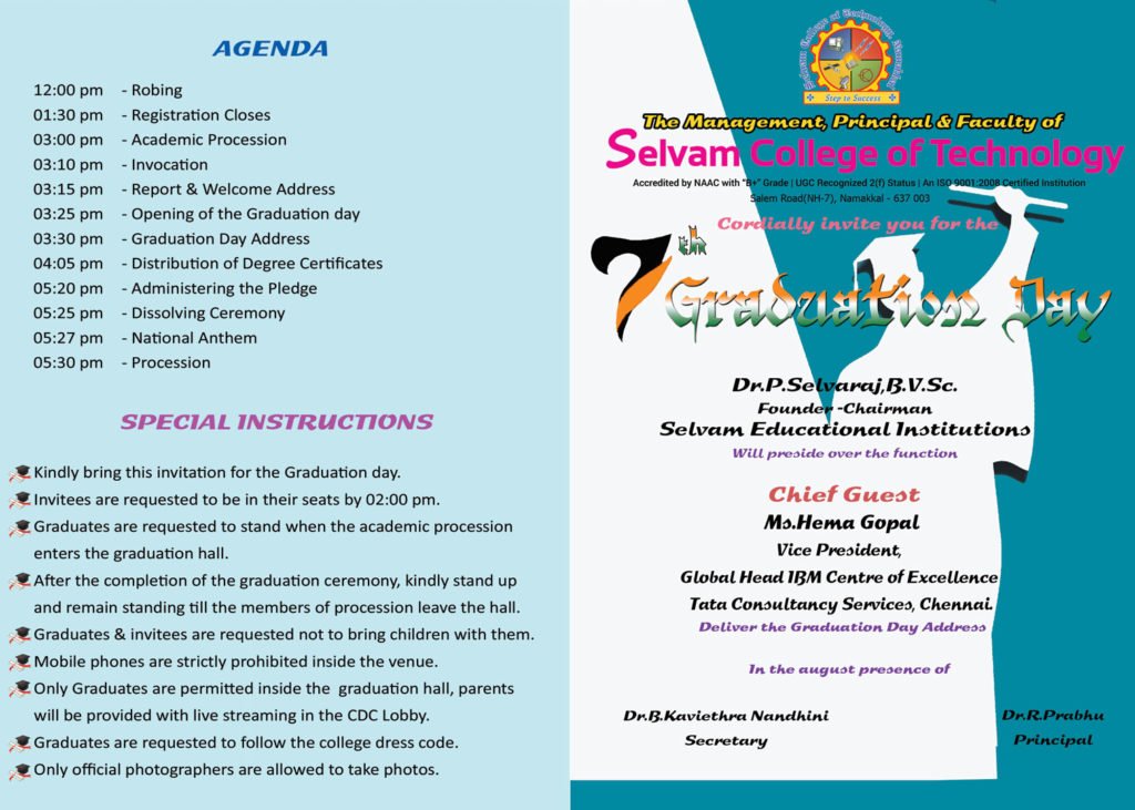 7th Convocation Ceremony. - Selvam College of Technology (Autonomous ...