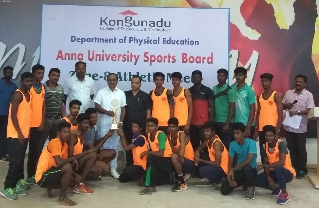 Anna University Zone-8 Athletics Men Winners held at Kongu Nadu College of Engineering & Technology